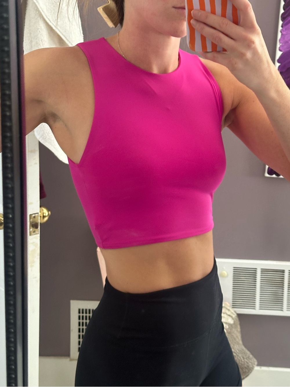 Zara Hot Pink Sleeveless Crop Sports Bra or cropped tank top